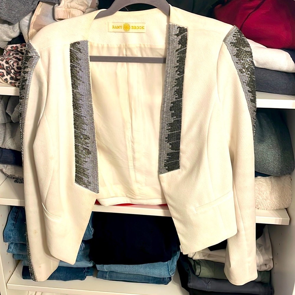 Ramy brook beaded crop blazer
